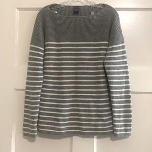 Gap Gray wool blend pull over striped sweater large L